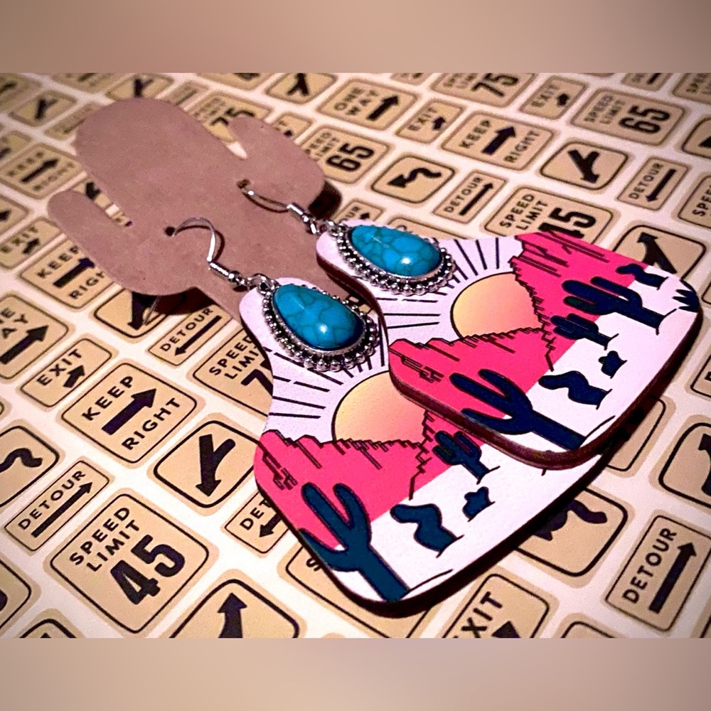 Wooden Boho Desert Charm Earrings